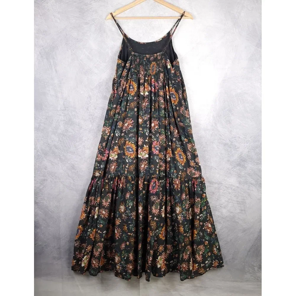 NATURAL LIFE Black Floral Maxi Dress with Green and Mustard Accents - Picture 10 of 16